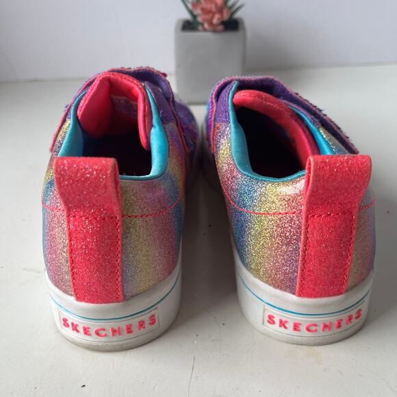 SKECHERS Flip Kicks Twi-Lites 2.0 Sparkle Vibes Girls Sneakers Shoes Size 3 Pink - Picture 8 of 15
